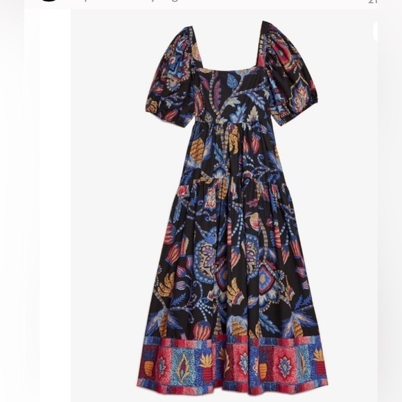 Farm Rio Black Sunset Tapestry Organic Cotton Tropical Vacation Maxi Dress L - Picture 4 of 10